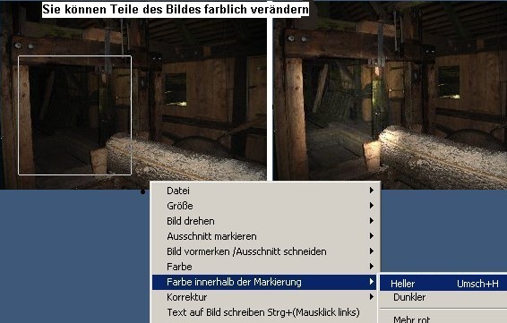 Screenshot: Bild aufhellen
